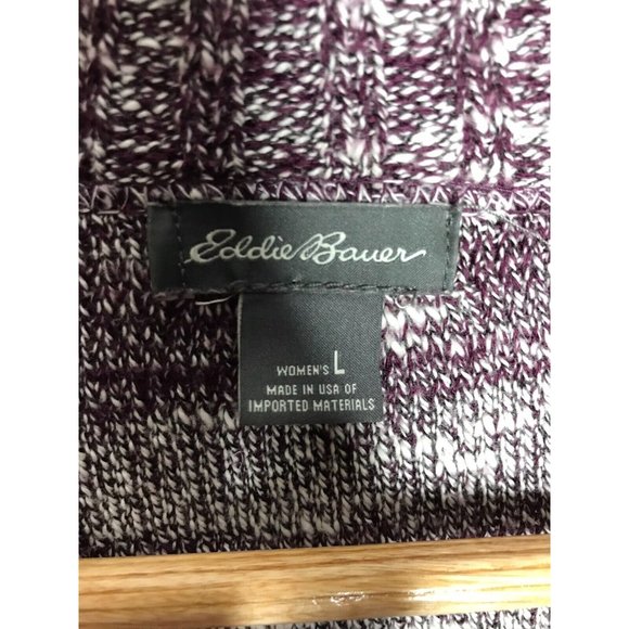 Eddie Bauer Women's Large Purple Heathered Pattern Open Front Cardigan Sweater - Picture 6 of 8
